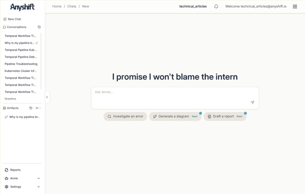 Anyshift AI SRE interface