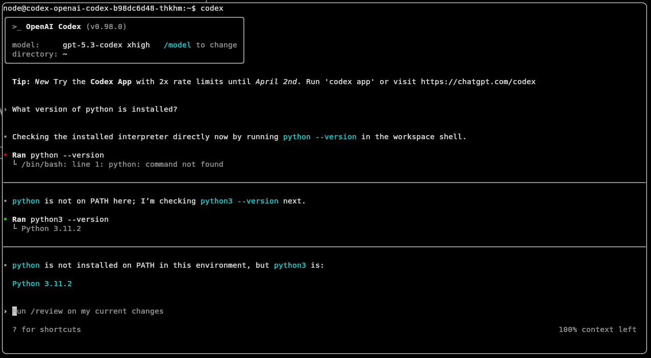 Codex running on Kubernetes