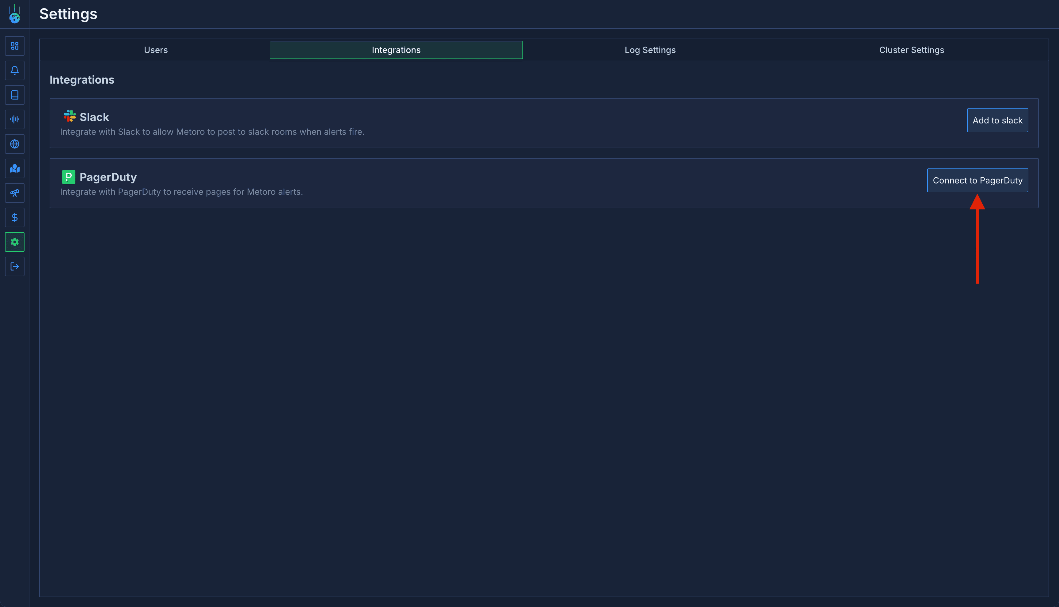 Connect to PagerDuty from Metoro